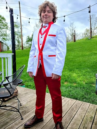 Men's Suits Slim Fit 3 Piece Suits for Men White Premium Floral Blazer Wedding Suits Jacket Vest Pants Men Tuxedo Suits Set 5