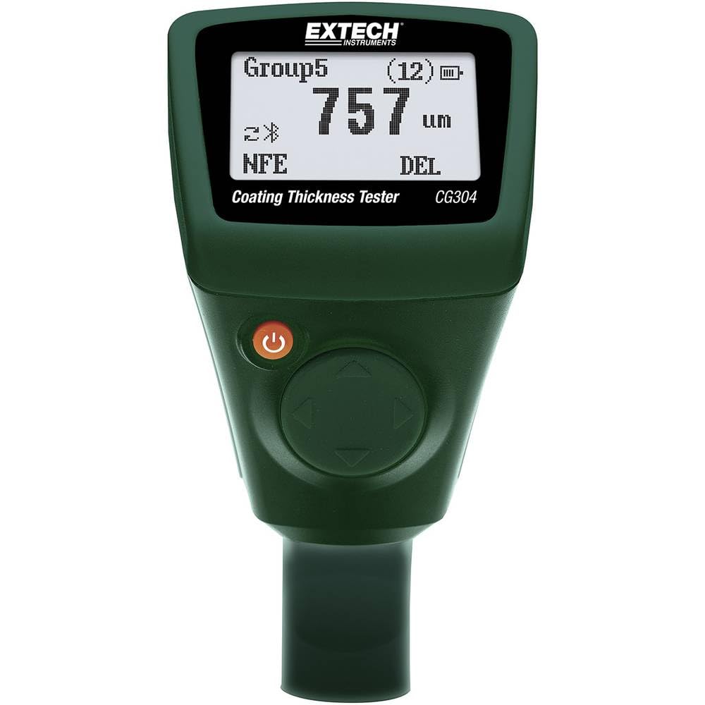Extech CG304 Tester Spessore Rivestimento, Bluetooth, Fe/Non-Fe | Ferroso 0-1250um, non ferroso 0-2000um, Bluetooth, piastra zero, pellicole calibraz., LCD retroill.