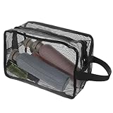Guduling Mesh Duschtasche Klein,25X16X11cm Tragbare Duschtasche,Shower Caddy Portable,Duschbeutel Camping für Fitnessstudios,Reisen,Camping,Studentenwohnheim,Badezimmer,Mesh Tasche Schwarz