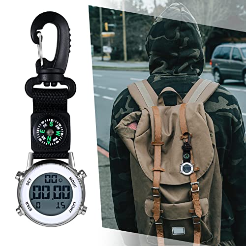 Image of JewelryWe Men Women Digital Clip Watch Mini Microlight Backpack Buckle Belt fob Watches for Rock Climbing Doctors Nurses Chefs for Mother's Day