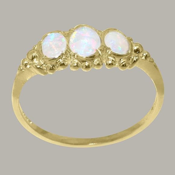 ☆【英国アンティーク】K9 9金イギリス11.5号オパールゴールド花