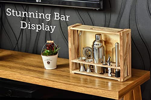 Mixology Bartender Kit: 11-Piece Bar Tool Set with Rustic Wood Stand - Perfect Home Bartending Kit and Cocktail Shaker Set For an Awesome Drink Mixing Experience - Exclusive Cocktail Recipes Bonus - Image 7