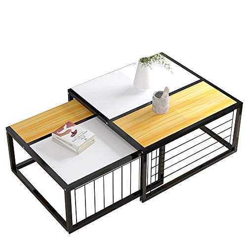 Küchentische Nesting End Couchtische ， Side Snack Wohnzimmer Schlafzimmer Nachttisch Akzent Tische Black Metal Frame 29 × 29 × 14 Zoll / 25 ×