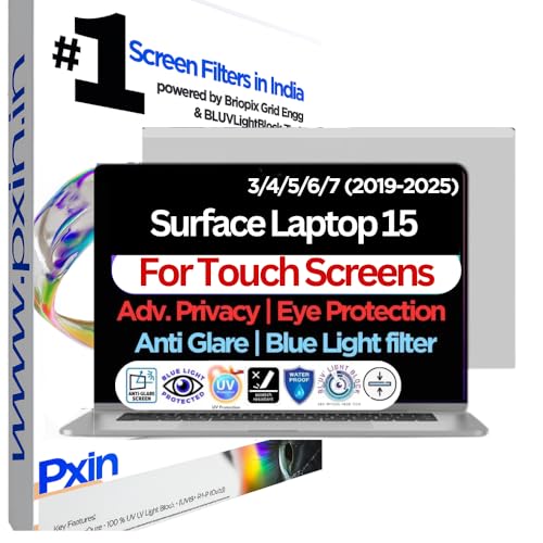 Image of PxIn Surface Laptop 15″ - 3 /4 /5 /6 /7 (2019-2025) Touch Privacy Screen with OptiCare Vision Layer | Anti-Glare | Anti UV & Blue Light | Confidential View | Touch Laptop Privacy Filter