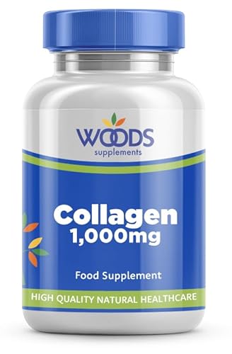 Woods Supplements - High Strength Collagen 1000mg Type I & II 90x Tablets. 80% Marine Collagen with Added Copper & Vitamin C Food Supplement for Bone Strength, Cartilage Support & Healthy Joints