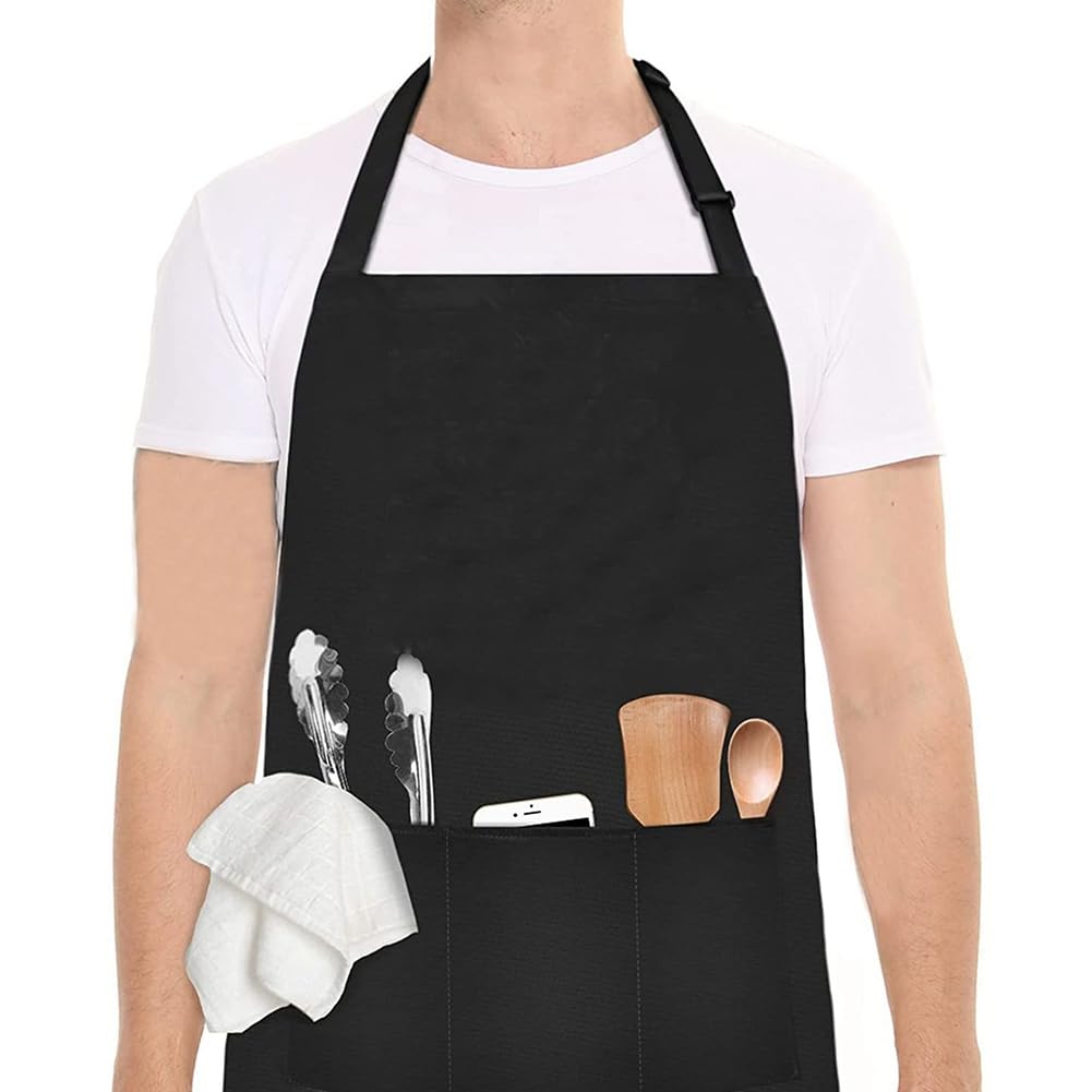 Paquet de 6 Tabliers pour Adultes avec 2 Poches, Tablier d'art Réglable pour la Cuisine, la Pâtisserie, la Peinture, L'Artisanat, Les Activités de Grillades