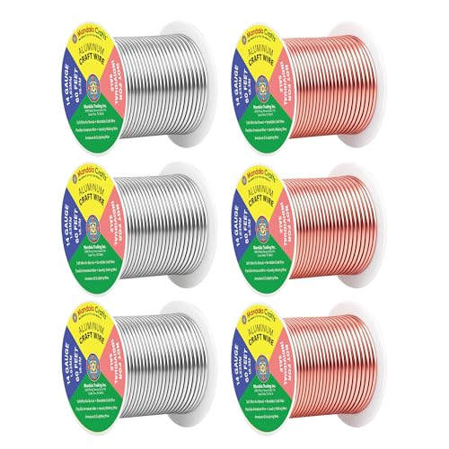 Image of Mandala Crafts 14 GA Copper Silver Tone Combo Anodized Aluminum Craft Wire | 330 FT, Colored, Flexible, Bendable for Bonsai Armature Sculpting Wire Wrapping Jewelry Making, Weather & Tarnish Resistant