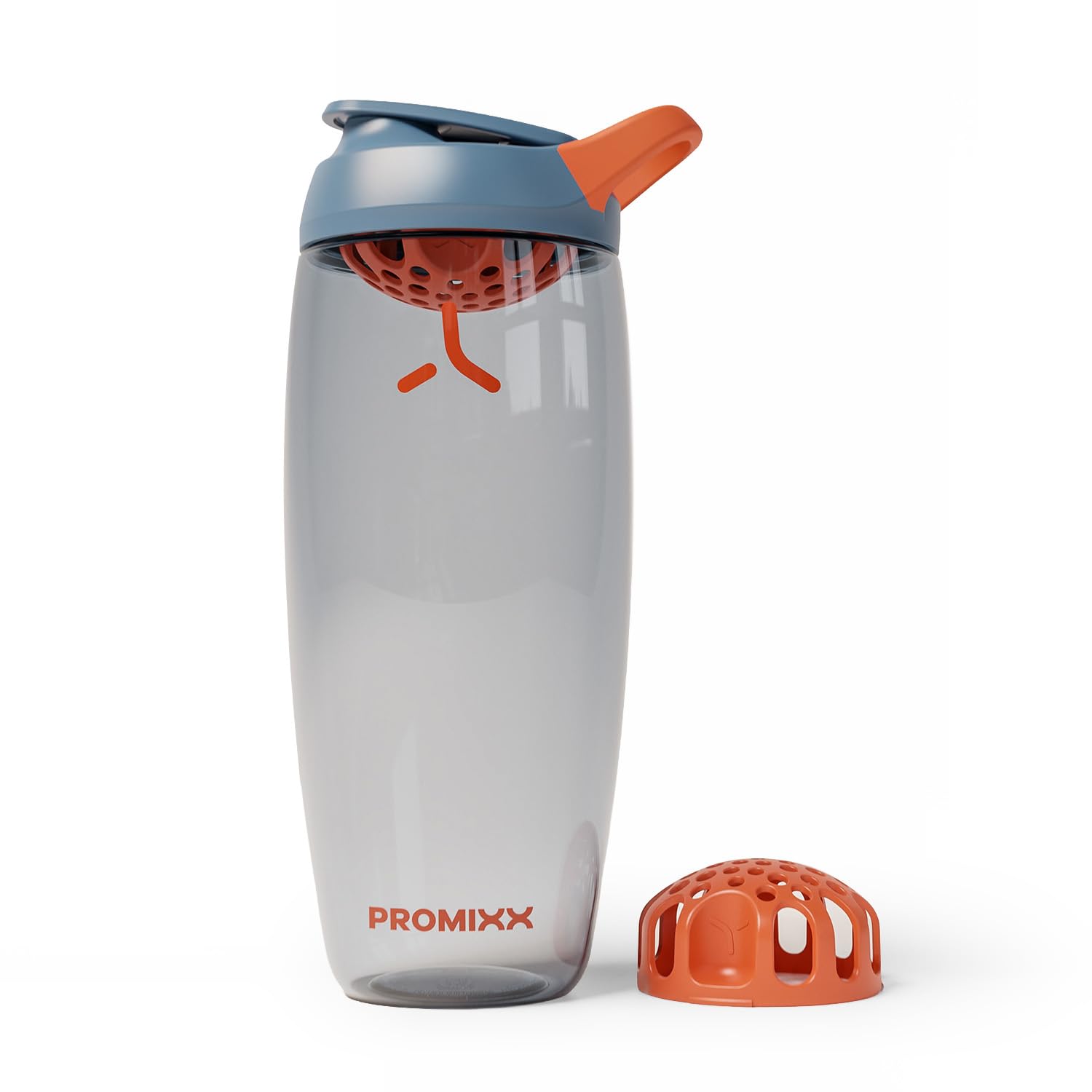Promixx Midnight Blue Pursuit Protein Shaker Bottle – 950Ml Silent Snap-Fit Mixer For Lump-Free Shakes – Leak-Proof Bpa-Free Ecozen Gym Shaker With Measurement Marks For Fitness And Travel –