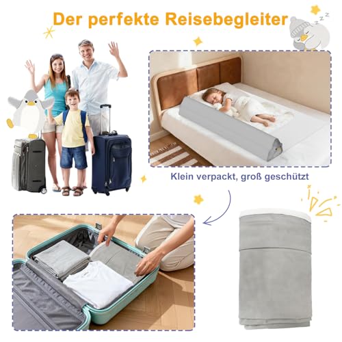Protector de cama inflable para evitar caídas de niños pack doble con base antideslizante 5