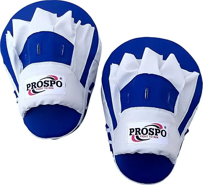 Image of Prospo Curved Focus Pads /Punching Mitts for Boxing /MMA /Muay Thai /Kickboxing /Karate /TAEKWANDO (Blue-White)