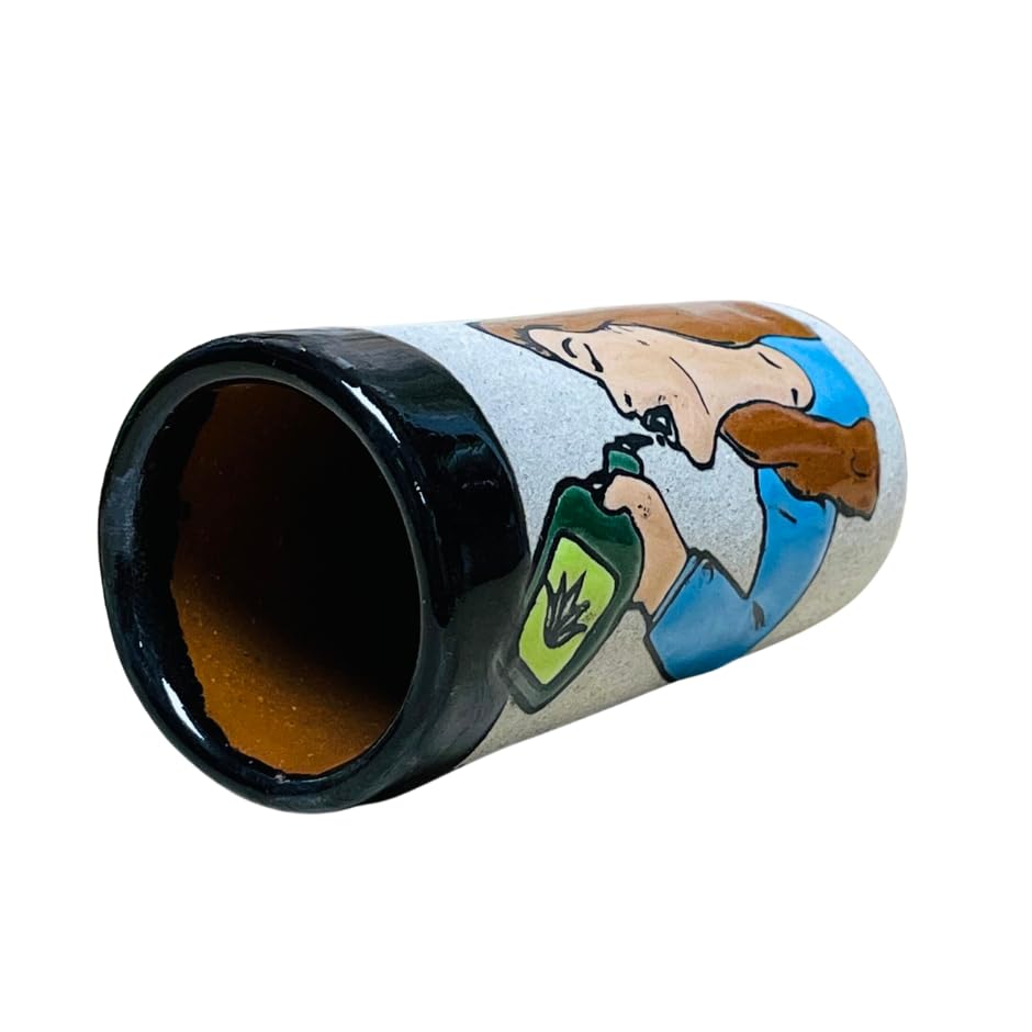 Miniatura 5 de Set of 4 Arrenoso Loteria Tequilero - Loteria Shot Glass - Clay Shot Glasses - Guelaguetza Designs