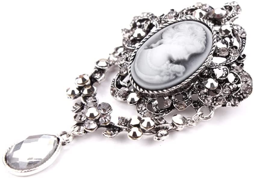 Spilla Spilla da Donna in Metallo con Testa-Statua Spilla con cammeo Spilla Smaltata con Strass per Spille Regalo per Feste da Donna