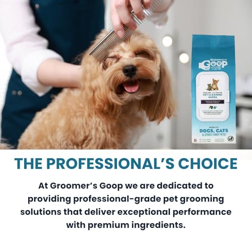 Image of Groomer's Goop Pet Cleaning Wipes - Gentle, Alcohol-Free Formula with Acai Extract for Dogs & Cats, Safely Cleans & Deodorizes Fur, Supports Skin Health, Great for Puppies & Kittens - 100 Count Pack