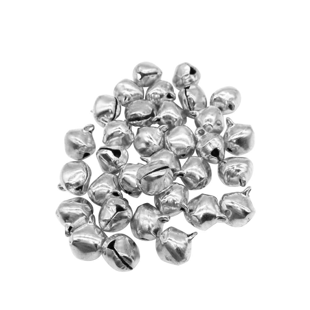 TEHAUX 100pcs Jingle Bells, 0.5 Inch Small Christmas Bells Mini Bells Metal Craft Bells Silver Jingle Bells Bulk Christmas Sleigh Bells for DIY Necklace Jewelry Making Wedding Home Decor
