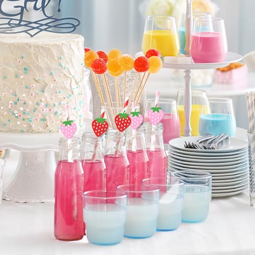 50 Pitillos de Papel Rojo y Rosa con Fresa miniatura 6
