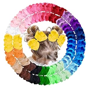 Oaoleer 40Pcs 4.5″ Hair Bows Clips Grosgrain Ribbon, Alligator Clips, Barrettes Hair Accessories for Baby Girls Infants Toddlers Kids Teens Children (4.5 Inch, 20 Colors in Pairs)