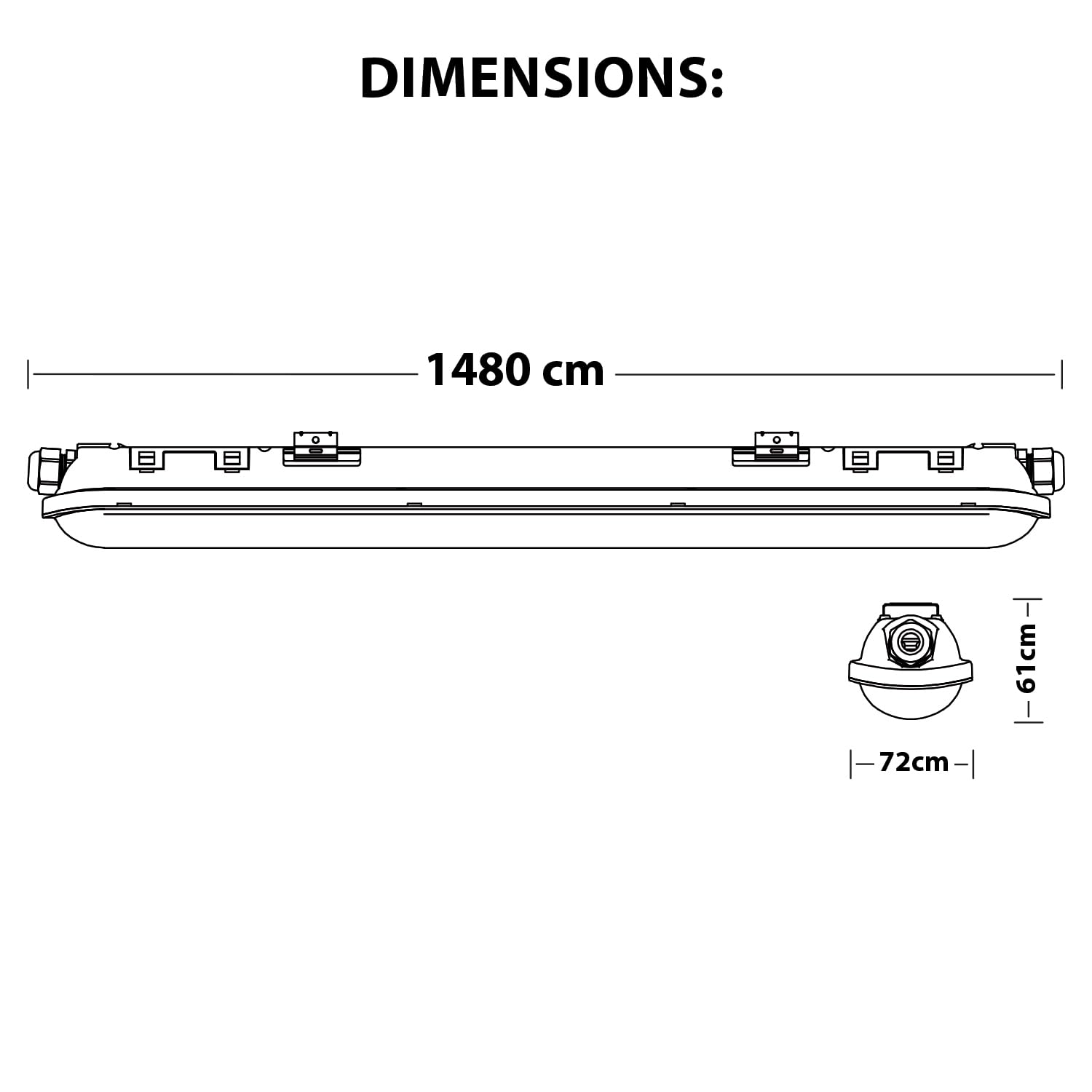 Velamp ECOPOWER: Plafonnier LED étanche, 150cm, 6600lm, extensible