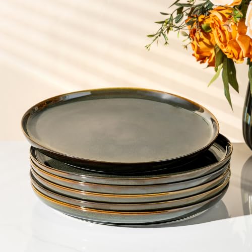 theterra Ceramic Salad Plates Set of 6, 8.5 Inch Dinnerware Plates