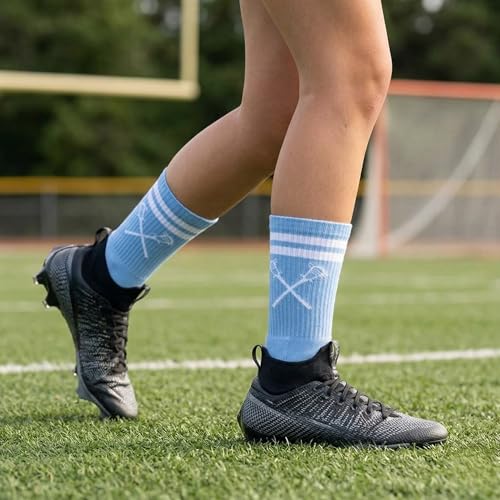 Image of ChalkTalkSPORTS Lacrosse Socks - Cushioned Mid-Calf Crew - Crossed Sticks | Moisture-Wicking Performance Blend, Athletic Lax Gear, Stay-Up Technology, Arch Support, Breathable, Boys and Men