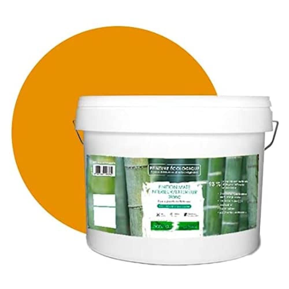 Pintura natural ecológica interior exterior con aspecto mate Natura – 10 l/130 m² [Clase energética A+] amarillo mostaza