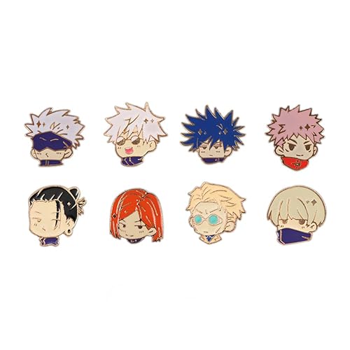 VNYIGDJS Anime JJK Pins 8PC - Anime Satoru Yuji Megumi Nanami Kento Geto Suguru Cosplay Figure Merch Pins for Backpacks