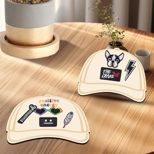 Image of 2Pcs Trucker Cap Patch Template Trucker Hat Patches, Hat Patches Patch Board Patches for Hats, Hat Patches Wooden Trucker Cap Template is Suitable for Creating Stylish and Personalized Hats