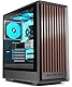 FOIFKIN M1 PC Gehäuse - Holz-Walnuss-Front, vorinstallierter 4 PWM ARGB-Lüfter, ATX Mid-Tower Gaming-PC-Gehäuse, mit Typ-C,Schwarz (Schwarz, M1)