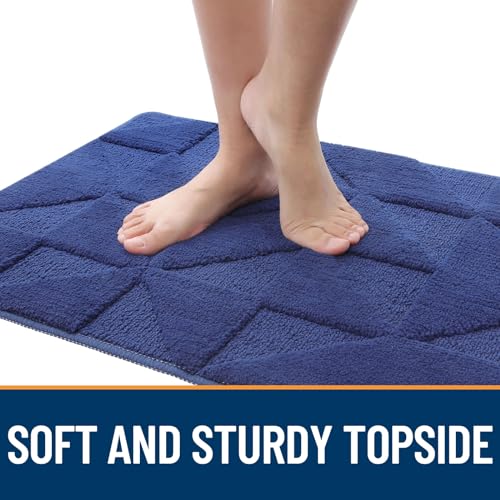 Image of OLANLY Door Mats Indoor, Non-Slip, Absorbent, Dirt Resist, Entrance Washable Mat, Low-Profile Inside Entry Doormat for Entryway (59x20 inches, Navy)