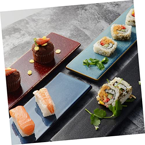 Plato rectangular de cerámica azul Zerodeko para sushi miniatura 5