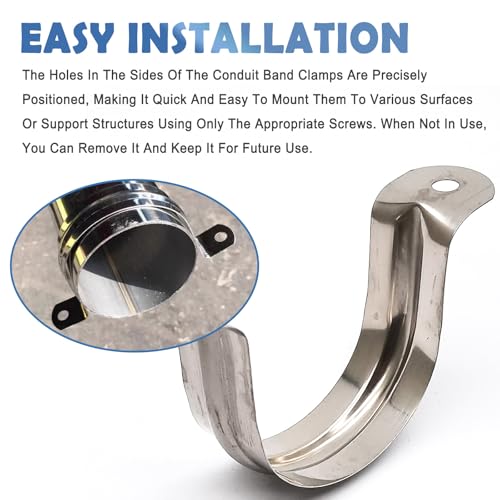 Image of 2Inch U Bracket Tube Clip Pipe Strap Clamp Stainless Steel Pipe Strap Clamp,Two Hole Strap,Stainless Steel Heavy Duty Pipe Fasten Holder(10Pcs)
