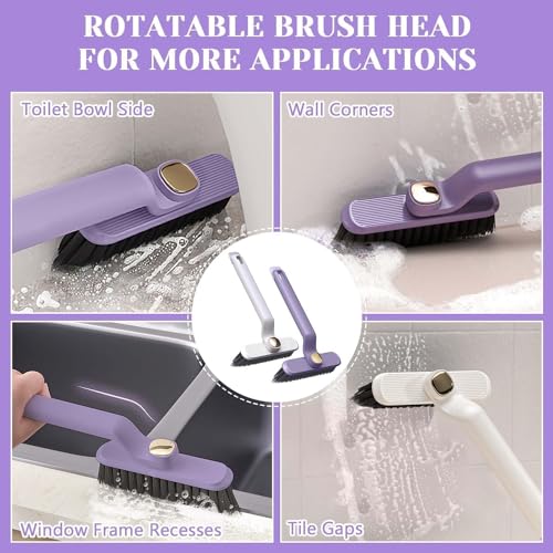 Image of Zapsol Multi-Function Bathroom Cleaning Brush with Hard Bristles | Mini Gap Cleaning Brush | 2-in-1 Floor Scrubber & Rotating Crevice Grout Cleaner | Ergonomic Gap Cleaning Tool for Bathroom