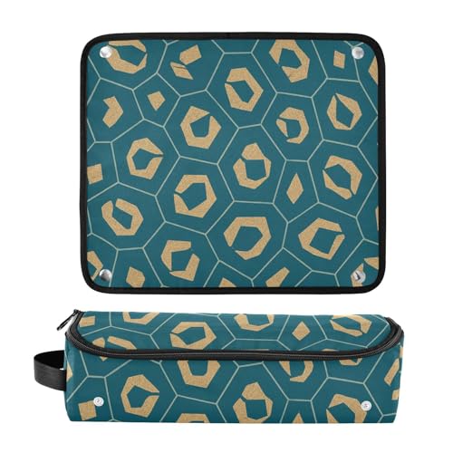 Bolsa de viaje para herramientas de cabello y alfombrilla resistente al calor organizador para planchas, rizadores y más con diseño geométrico abstracto y estampado leopardo miniatura 3