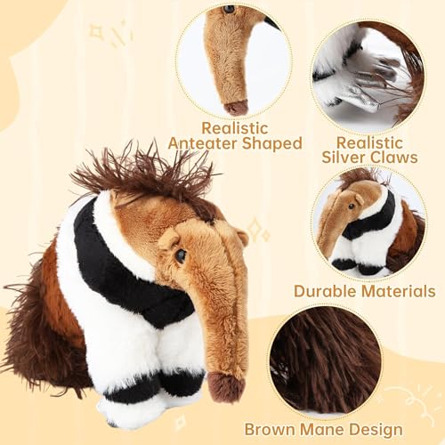 Image of Anteater Stuffed Animal, Anteater Plush Toys Lifelike Cute with PP Cotton,10.6 Inches Soft Realistic Stuffed Zoo Animals Toy Juguetes De Peluche Gifts for Kids Girls Animal Lover Birthday Christmas