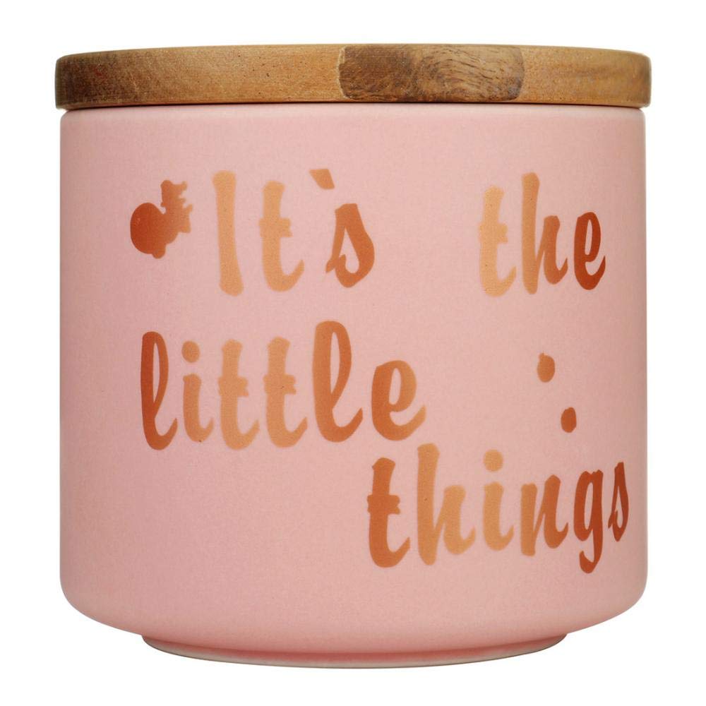 XIXIK Seal Ceramic Food Storage Jar with Bamboo Lip, Food Storage Canister for Tea/Coffee/Milk (Pink)
