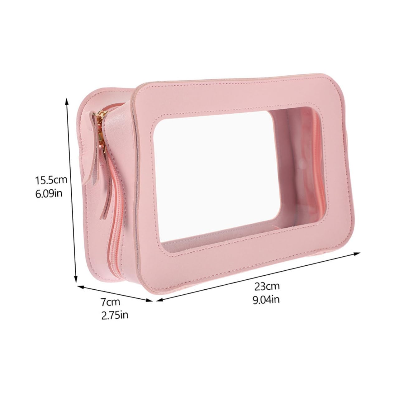Neceser de Viaje de PVC Transparente Cremallera, 2 Piezas Rosa