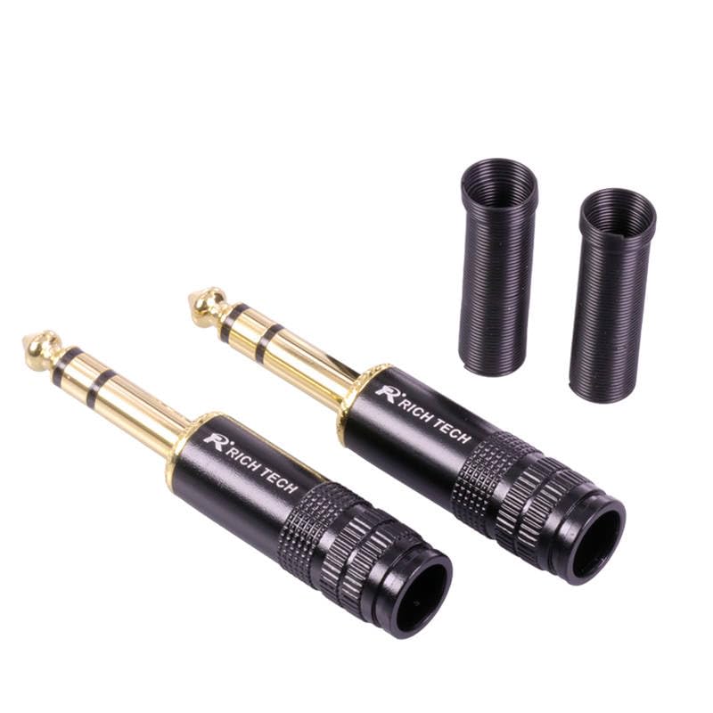 10pcs/lot Jack 6.35mm 3 Poles Stereo Male Plug W/Spring 8.5MM Cable Wire Connector Microphone 6.35mm Plug 1/4" Audio Connector