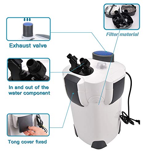 Polar Aurora Free Media 4-Stage External Canister Filter with 9-watt Light, 525 GPH with Free Media