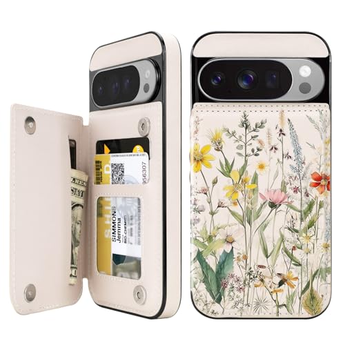 uCOLOR Compatible with Google Pixel 10/10 Pro Wallet Case with Card Holder Slot Folio Flip PU Leather Cover for Women Girls (Desert Flowers, for Google Pixel 10/10 Pro)
