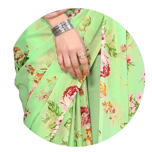 Image of MIRCHI FASHION Saree for Woman Chiffon Floral Printed | Breathable Lightweight Summer Sari for Office and Home Use with Blouse Piece (Available in 20 Colors)