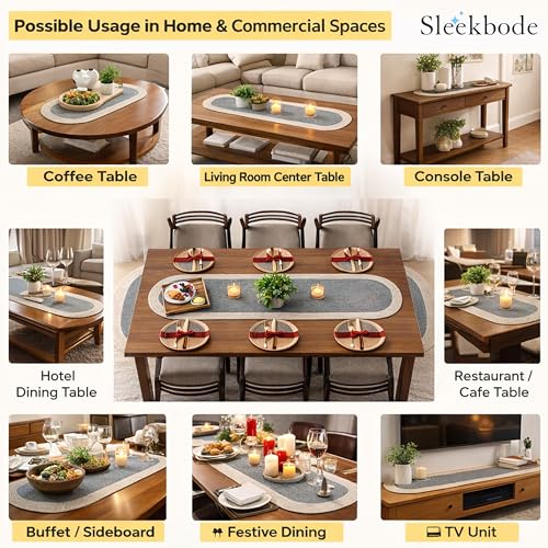 Image of Dining Table Runner for 6 Seater | Table Runners for Living Room | Cotton Runner for Centre Table | Side Table Cover | Runner for Dining | Home Center Table Runner (137 X 30 Centimeter)