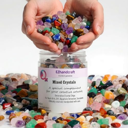 Image of Natural Mixed Gemstone Crystal Chips - Polished Crystals Gravel Stones for Succulent Top Dressing, Aquarium Gravel, Vase Fillers, Resin Art, Healing & Home Decor (1 Pound Bulk)