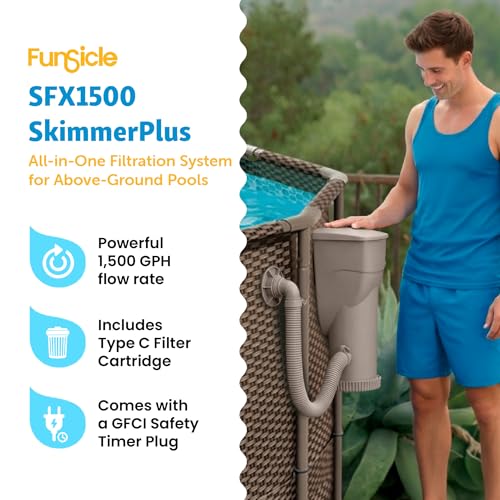 Image of Funsicle SkimmerPlus 1,500 GPH Filter Pump for Above Ground Swimming Pools