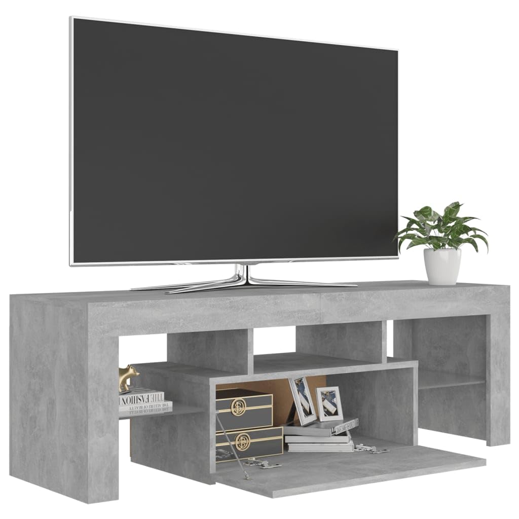 vidaXL Mueble para TV con Luces LED Soporte Armario Aparador Estante Salón Sala de Estar Decoración Entretenimiento Gris Hormigón 120x35x40 cm