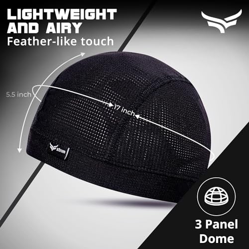 Image of XTRIM Unisex Helmet Skull Cap for Bikers & Cyclists, Cotton Head Cap, Hair Inner Helmet Cap for Men, Sweat Cooling Beanie Cap for Men for Women, Skull Mask for Bike (Pack of 2, Orange & Black)