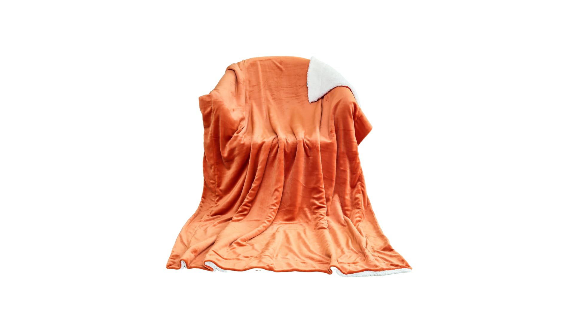 Ev Dekor® Sherpa Fleece Throw Blanket - Fluffy Microfiber 480GSM Solid Blankets for Bed and Couch Single Size, Orange, 130x150cm Throw for Bedroom, Couch, Travel, Kids, Bedroom Accessories