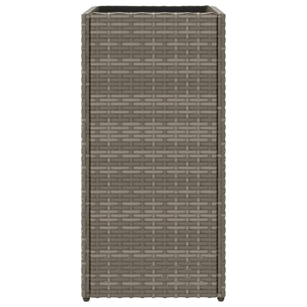 Donice ogrodowe szare 2 sztuki 30x30x60 cm rattan PE z wkładem z włókniny na kwiaty, balkon, taras, stabilna stalowa rama odporna na warunki atmosferyczne