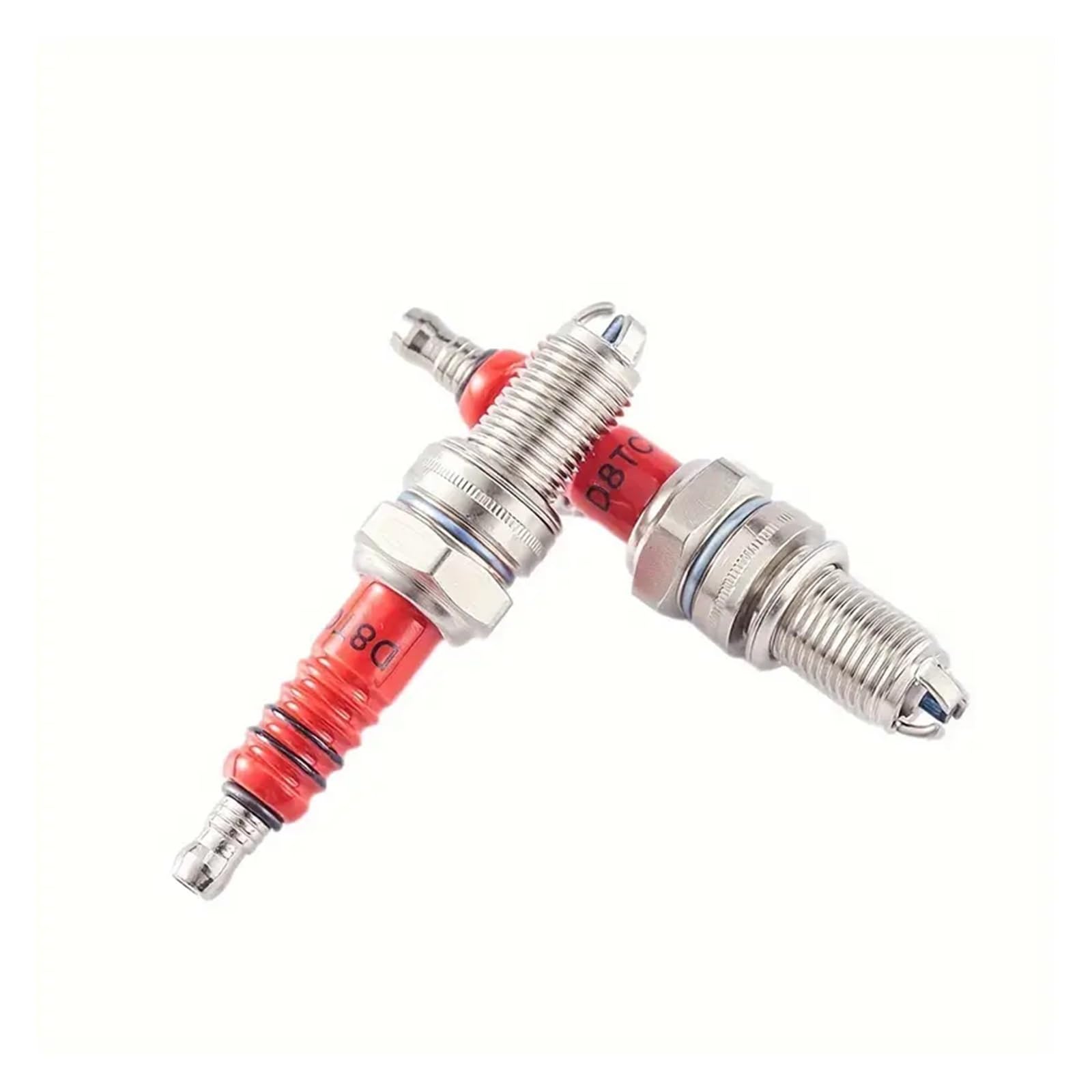 D8TJC D8TC Zestaw świec zapłonowych 12MM do motocykli terenowych, elektroda ze stopu aluminium, pasuje do silników o pojemności 125 cm3, 150 cm3, 200 cm3 i 250 cm3 - opakowanie 2 szt.