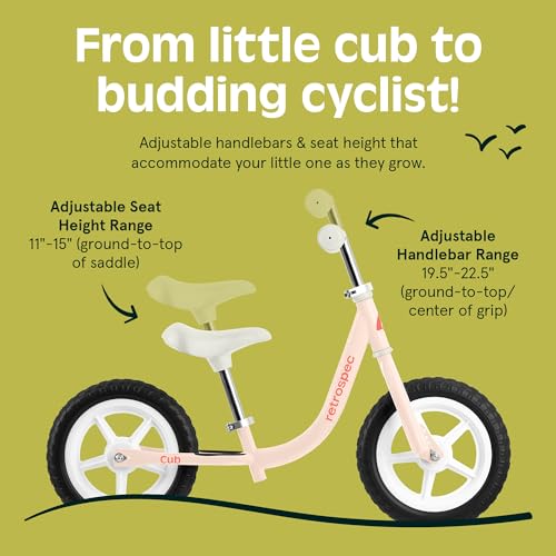 Image of Retrospec Cub Toddler Balance Bike for Ages 18 Months - 3 Years - 12in No-Pedal Beginner Bicycle with Adjustable Seat, Puncture-Proof Tires & Safe Low Frame Design