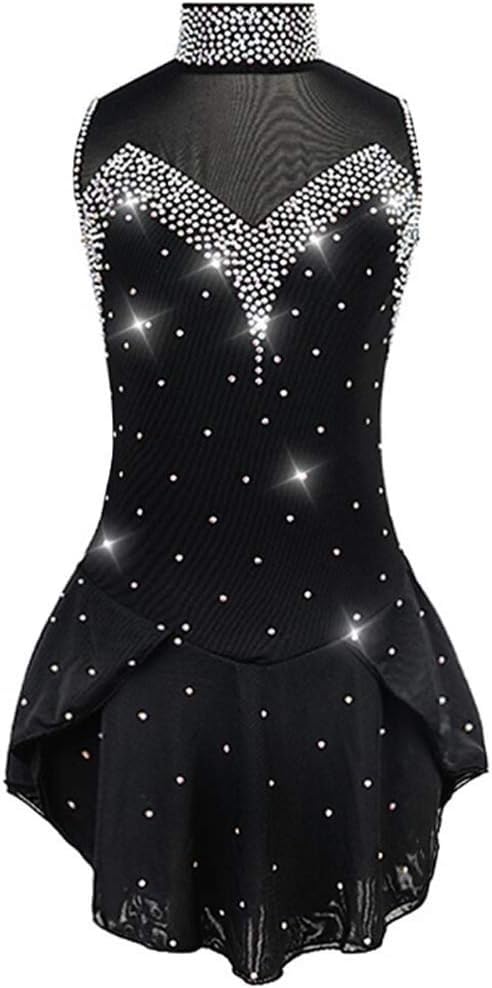 Robe de patinage sur glace filles et femmes costume artistique noir