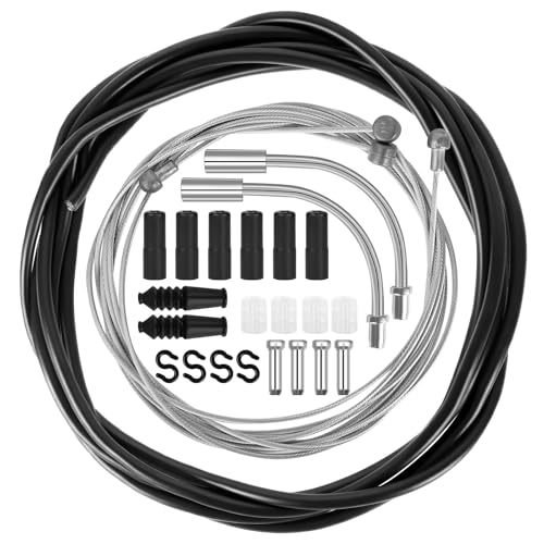 Ainiv Set de Câbles de Frein Vélo, 2.5M Kit de Câbles de Frein Universels, Câble de Changement de Vitesse et Câble de Transmission avec 2 Collecteurs de...